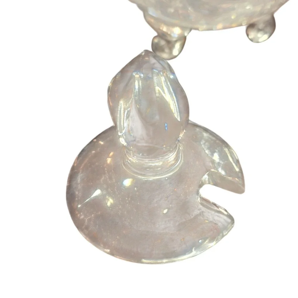 Vintage ICrystal Cut Glass Honey Jam Jar 3 Legged‎ Pot with Lid & Spoon